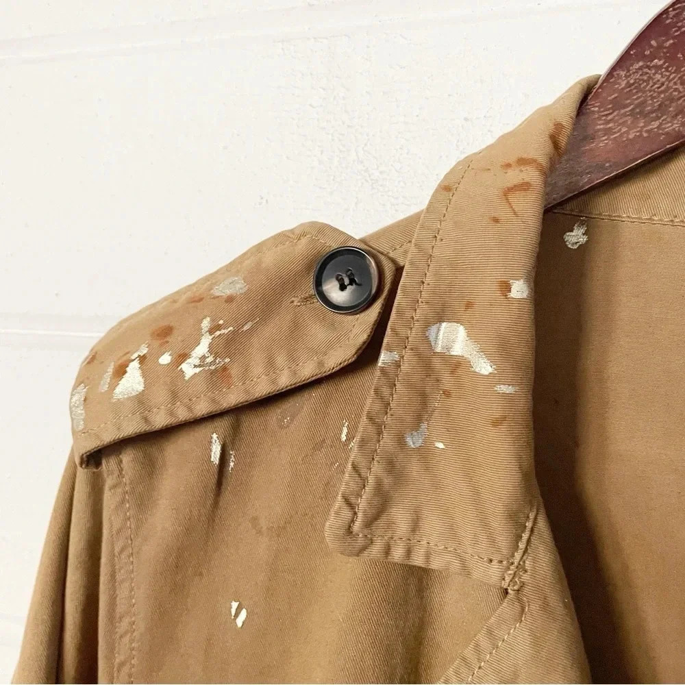 NSF Dorian Cotton Trench Coat in Antique Bronze Gold Foil Size Medium - Picture 5 of 16